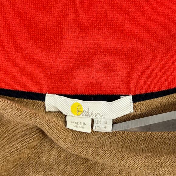 Boden Collar Colorblock Sweater in Camel Melange Size 4 - Picture 5 of 8